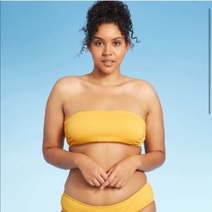 Yellow Gold Bandeau Bikini set with removable strap